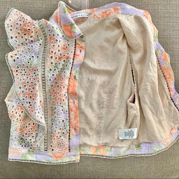 NWOT Alice + Olivia Embroidered Eyelet Blouse - Picture 6 of 10